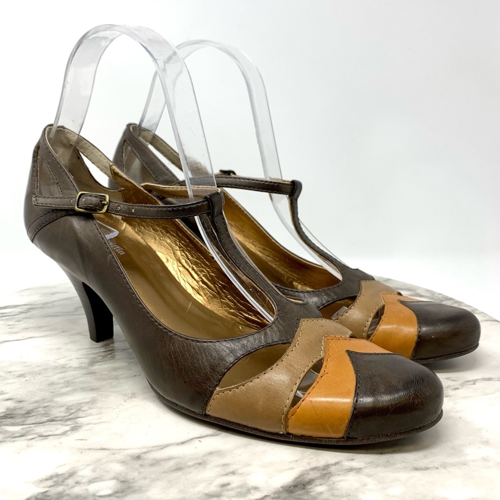 Joseph Griffin Marmalada T-Strap Pumps 8 Retro Feminine Classic Pinup Neutral